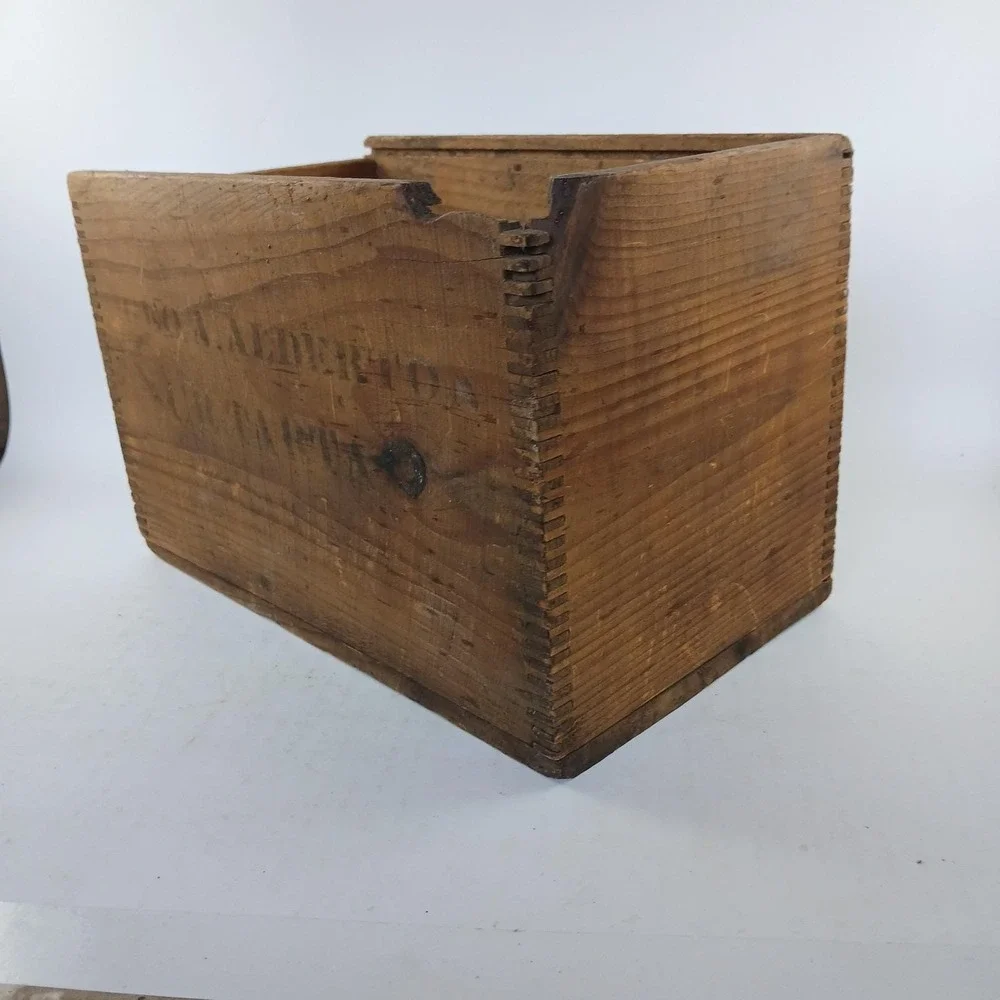 Vintage Tongue And Grove Wood Storage File Box Cottagecore Decor